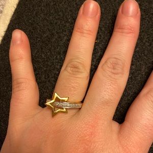 Star diamond and silver and gold plated ring